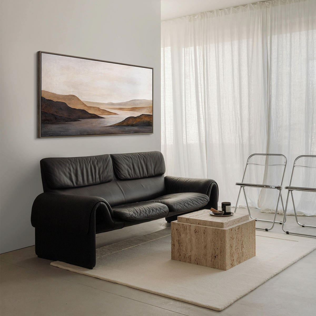 GEMÄLDE Sanfter Sonnenaufgang Schattenfugenrahmen Grau 160x80 cm - Grau, Holz (160/80cm) - YS-art gallery