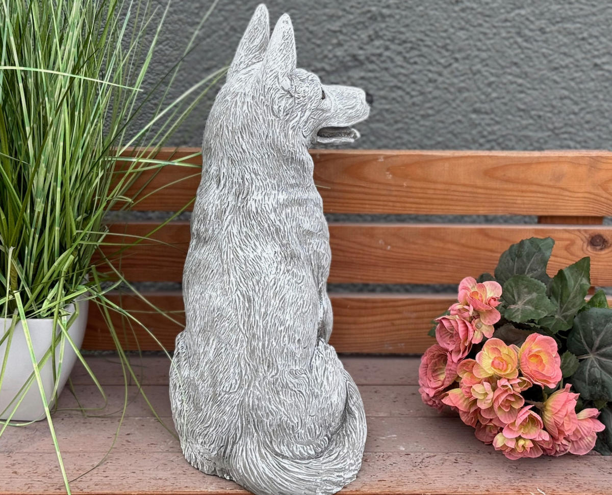 STEINFIGUR Schäferhund gross - Grau, Stein (20/39/17cm) - stoneandstyle