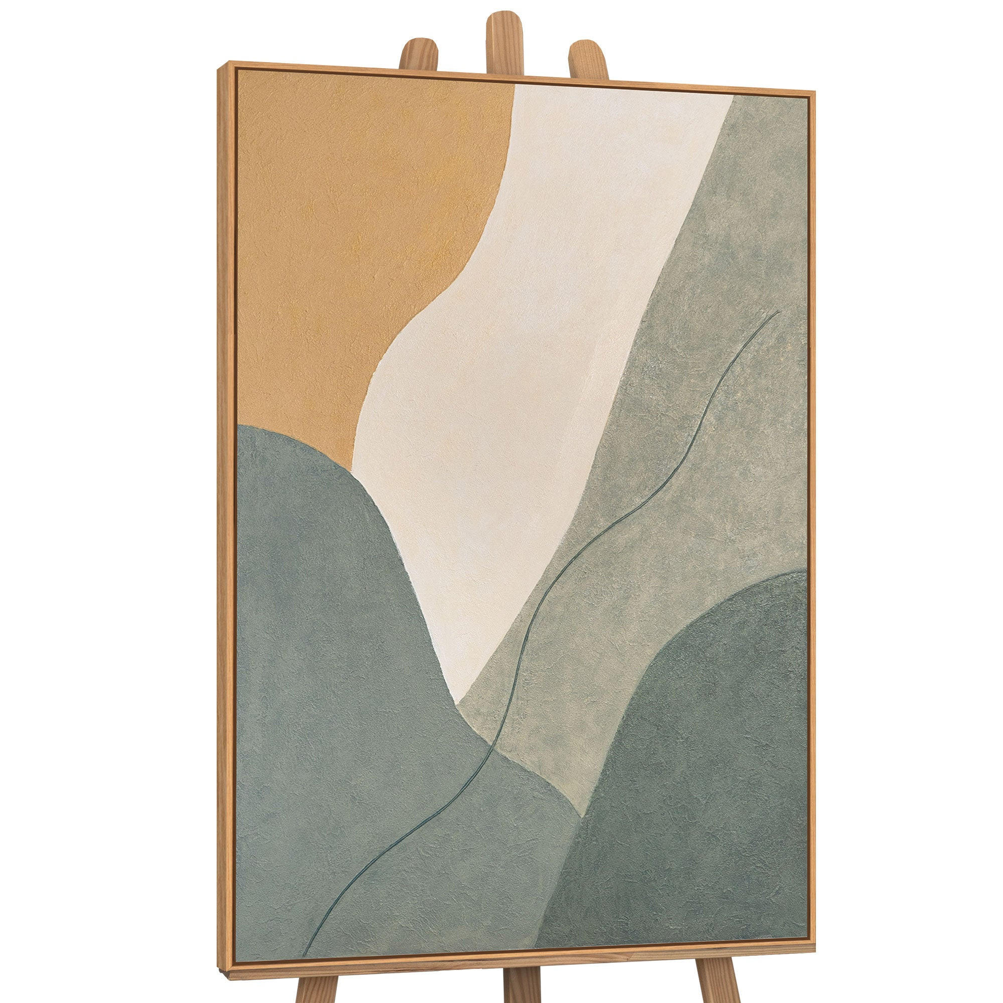 GEMÄLDE Ewige Linie Schattenfugenrahmen Eichefarben 140x100 cm - Eichefarben, Holz (140/100cm) - YS-art gallery