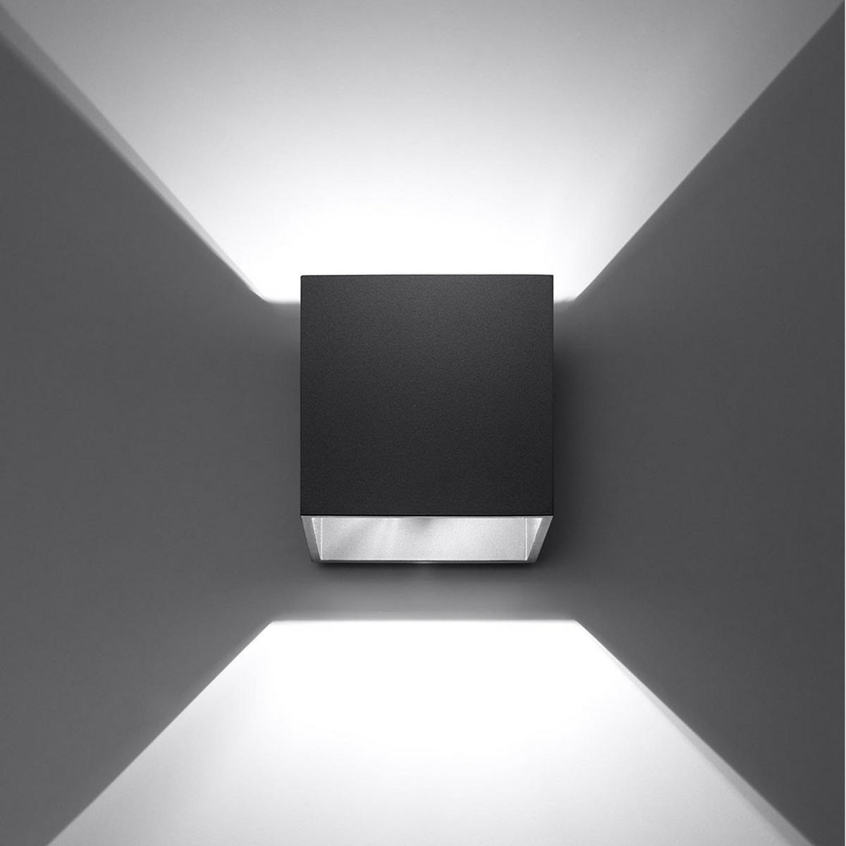 LED WANDLEUCHTE Aluminium Schwarz Würfelform - Schwarz, Metall (10/12/10cm)