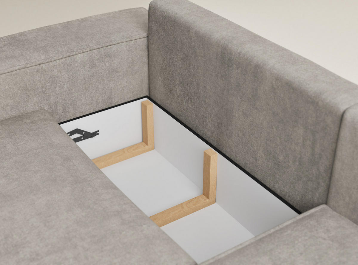 ECKSOFA MIT SCHLAFFUNKTION Tonga Braun Webstoff - Schwarz/Braun, Holz/Holzwerkstoff (255/105cm) - Maison de Reve