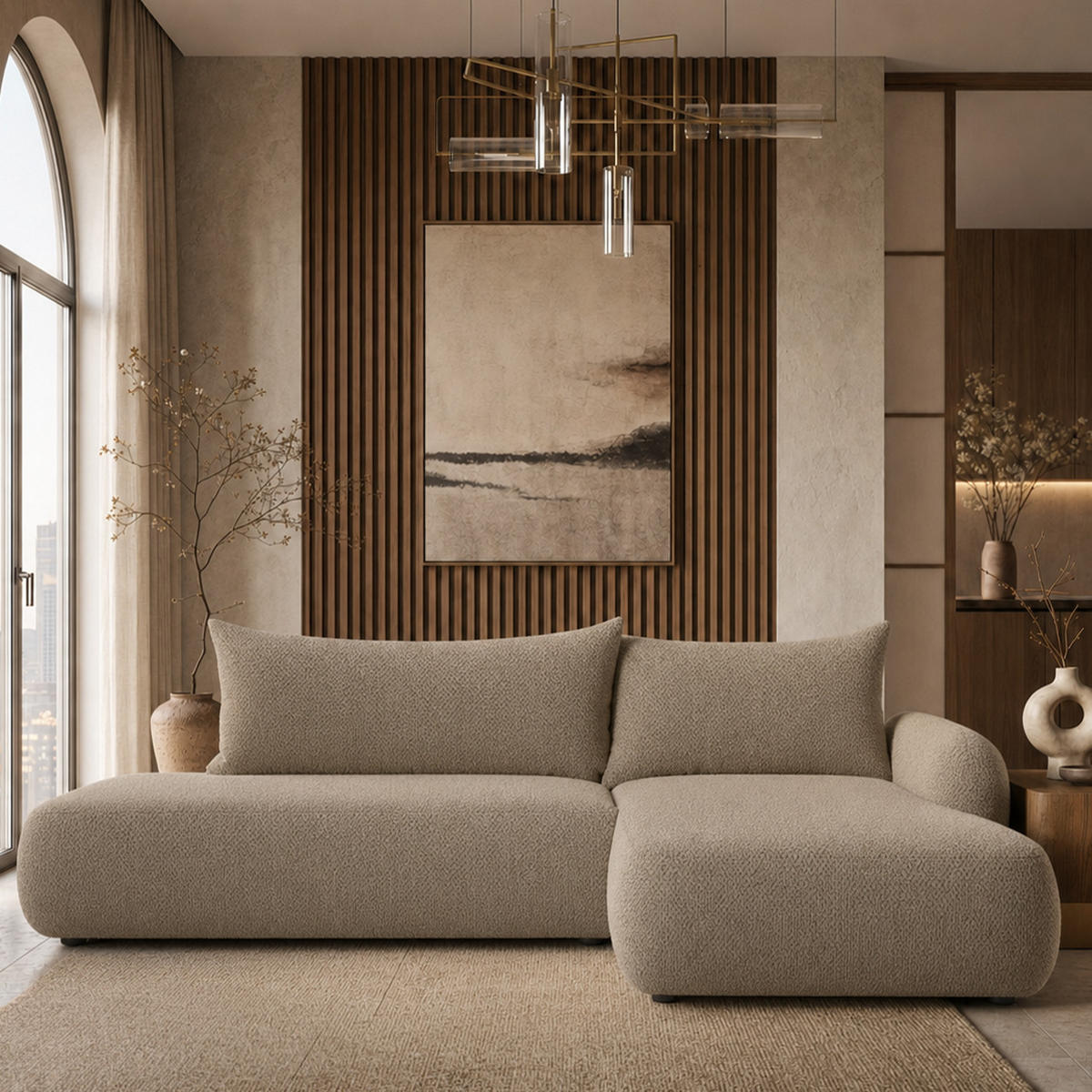 ECKSOFA Munduk I mit Schlaffunktion, Beige - Beige, Textil (302/184cm) - Fedve