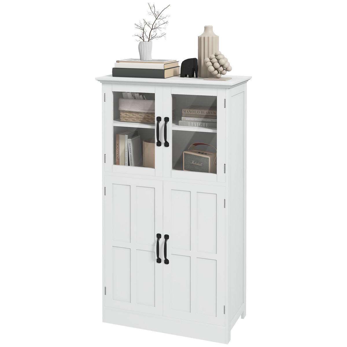 HIGHBOARD DE-11058 2 Glastüren Weiß - Weiß, Holzwerkstoff (30/110.5/60cm) - ComfortXL