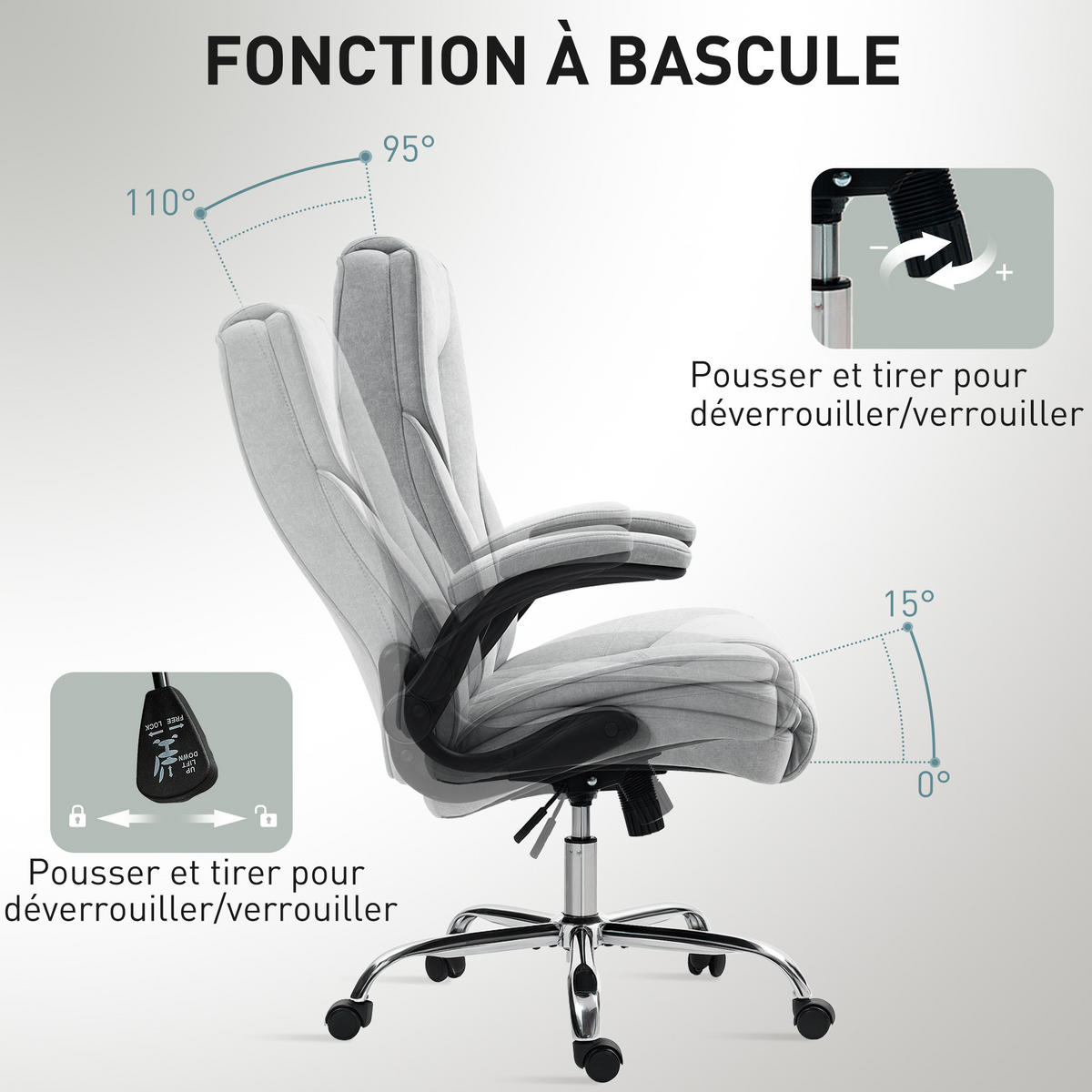CHEFSESSEL DE-11780 70x70x114-122 cm Grau - Grau, Textil (70/122/70cm) - ComfortXL