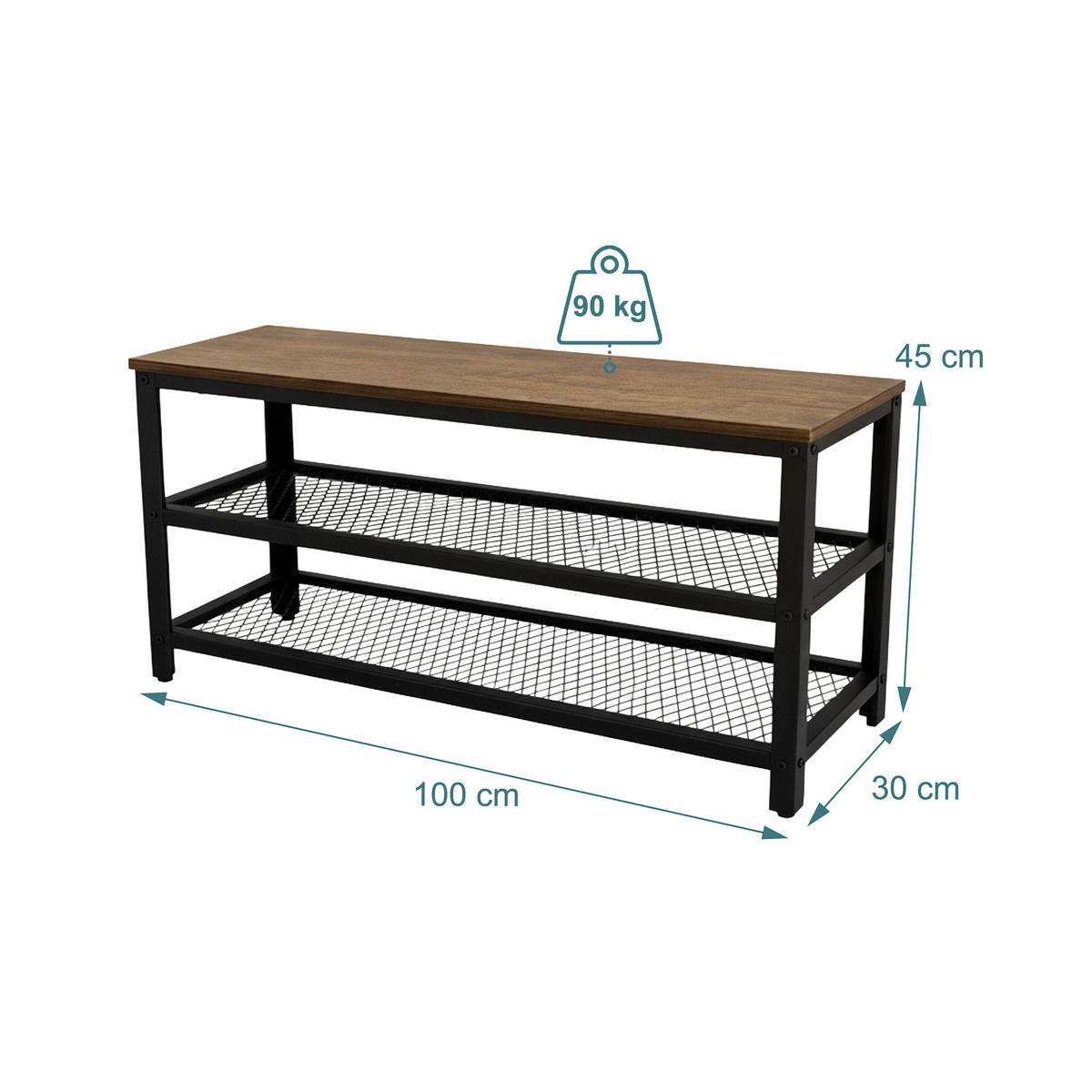 SCHUHBANK - Multicolor, Holzwerkstoff/Kunststoff (100/45/30cm) - Relaxdays