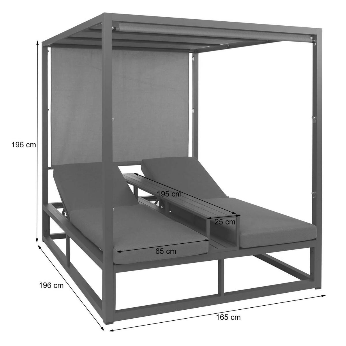 LOUNGE-GARTENLIEGE Dunkelgrau - Dunkelgrau, Textil (165/196/196cm) - MCW