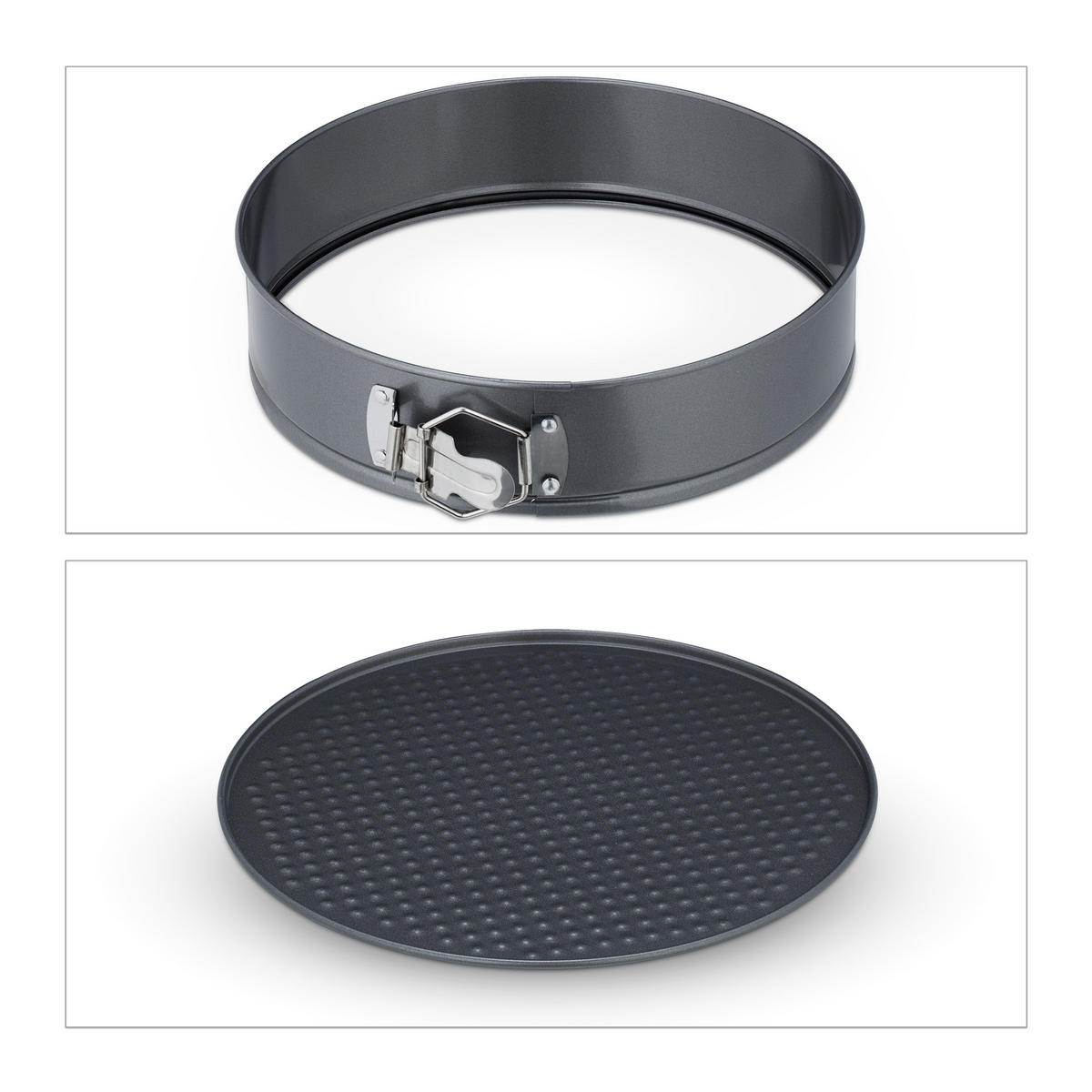 SPRINGFORM Set - Anthrazit, Metall (28/6.5/28cm) - Relaxdays