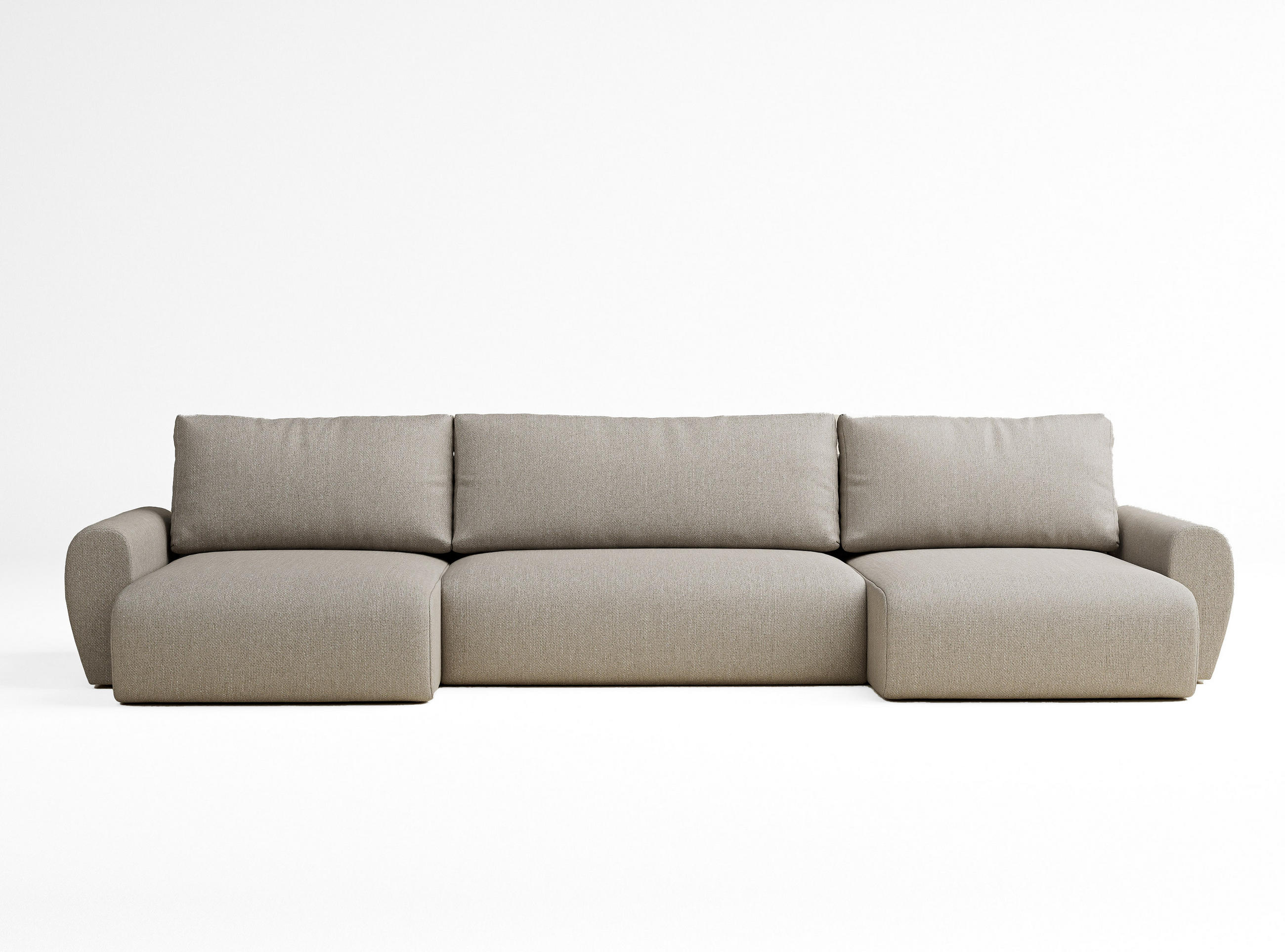 WOHNLANDSCHAFT MIT SCHLAFFUNKTION Numba Beige Webstoff - Beige/Schwarz, Holz/Holzwerkstoff (397/70/153cm) - Maison de Reve