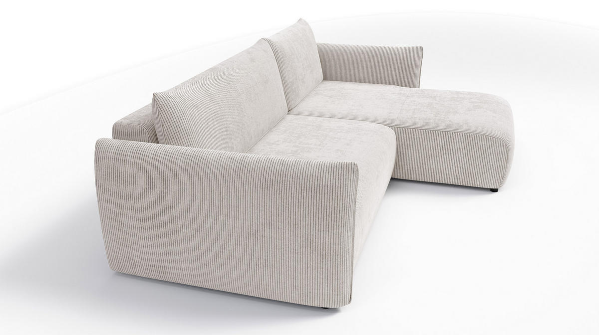 ECKSOFA TAUER 3-Sitzer links, perlweiß - Schwarz/Weiß, Holz/Textil (248/173cm) - Courtois Laville