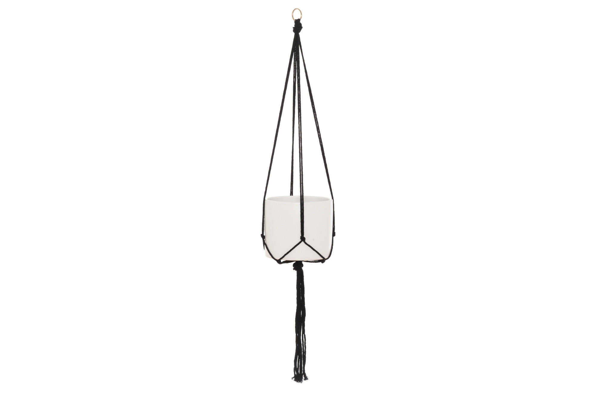 BLUMENTOPFAUFHÄNGER Baumwolle 105 cm - Schwarz, Naturmaterialien (4/105cm)