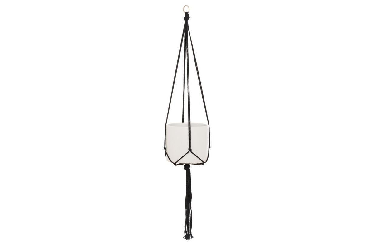 BLUMENTOPFAUFHÄNGER Baumwolle 105 cm - Schwarz, Naturmaterialien (4/105cm)