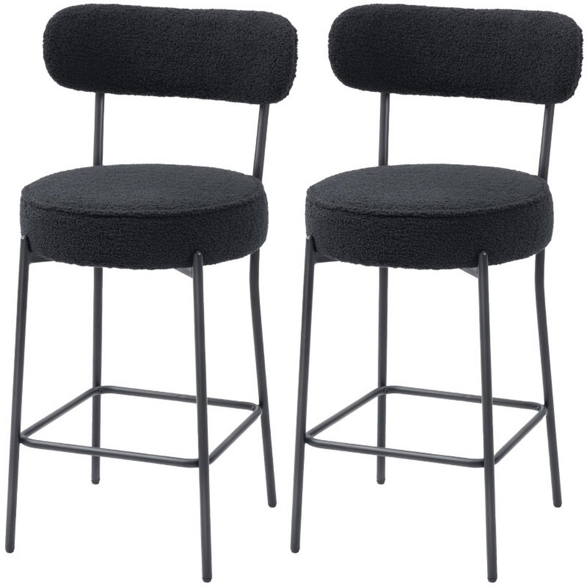 BARHOCKER DE-36051 2er Set mit Fleece-Bezug und Metallrahmen Schwarz - Schwarz, Metall (49/95/52cm) - ComfortXL
