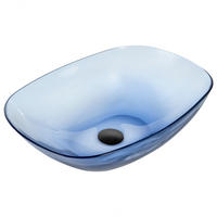 AUFSATZWASCHBECKEN Blau 54/36 cm Mineralwerkstoff Moengo - Blau/Transparent, Keramik (54/15/36cm) - Beliani