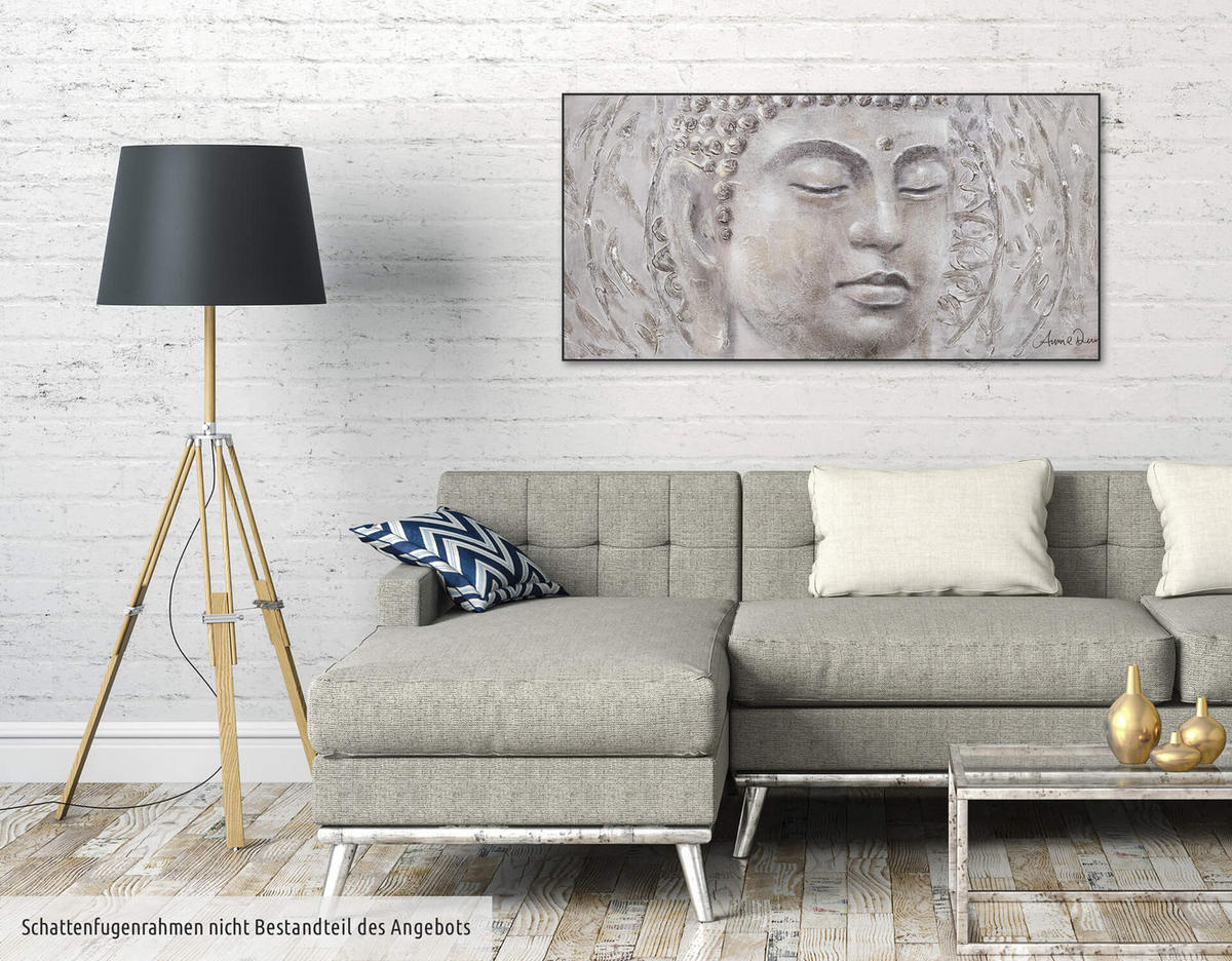 RUČNE MAĽOVANÝ AKRYLOVÝ OBRAZ 120/60 cm, sivý, figurálny motív - sivá, drevo/textil (120/60cm) - KUNSTLOFT