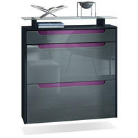 SCHUHSCHRANK Annie Grau Hochglanz / Brombeer Hochglanz - Brombeere/Grau, Holzwerkstoff (89/96/23cm) - Vladon