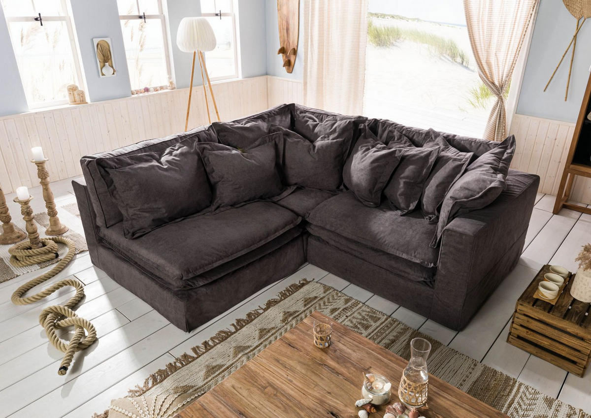ECKSOFA 238x234x90 dunkelgrau SYLT - Grau, Kunststoff (238/234cm) - Massivmoebel24