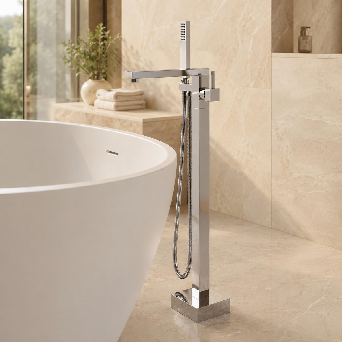 VANOVÁ BATERIE Atlas volně stojící chrom - chromová, kov (17/108/23cm) - Badplaats