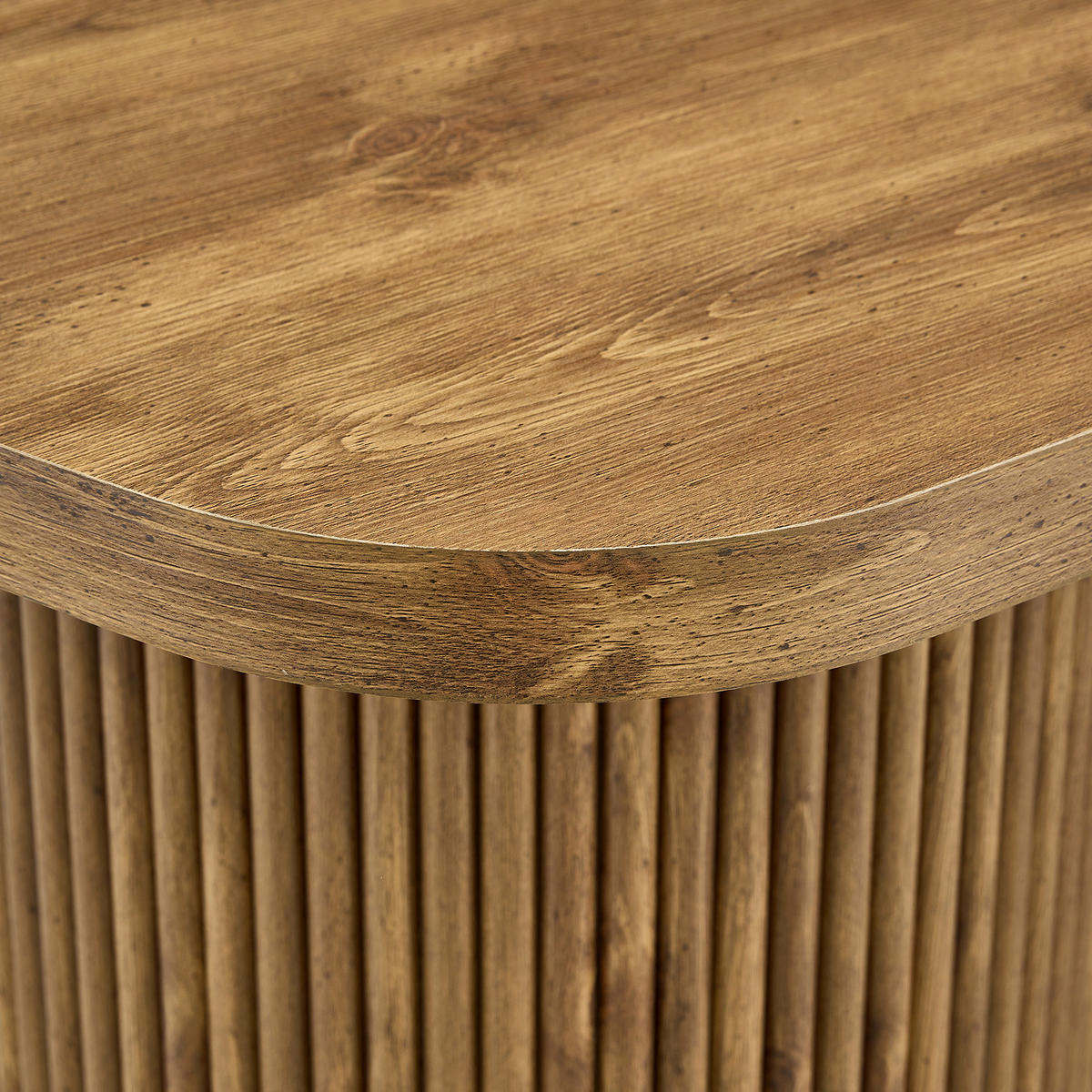 ESSTISCH MDF 6–8 Personen geriffelte Zylinderfüße Wabi Sabi Mid Century Design modern - Naturfarben, Holzwerkstoff (180/90/76cm) - EVRYAE