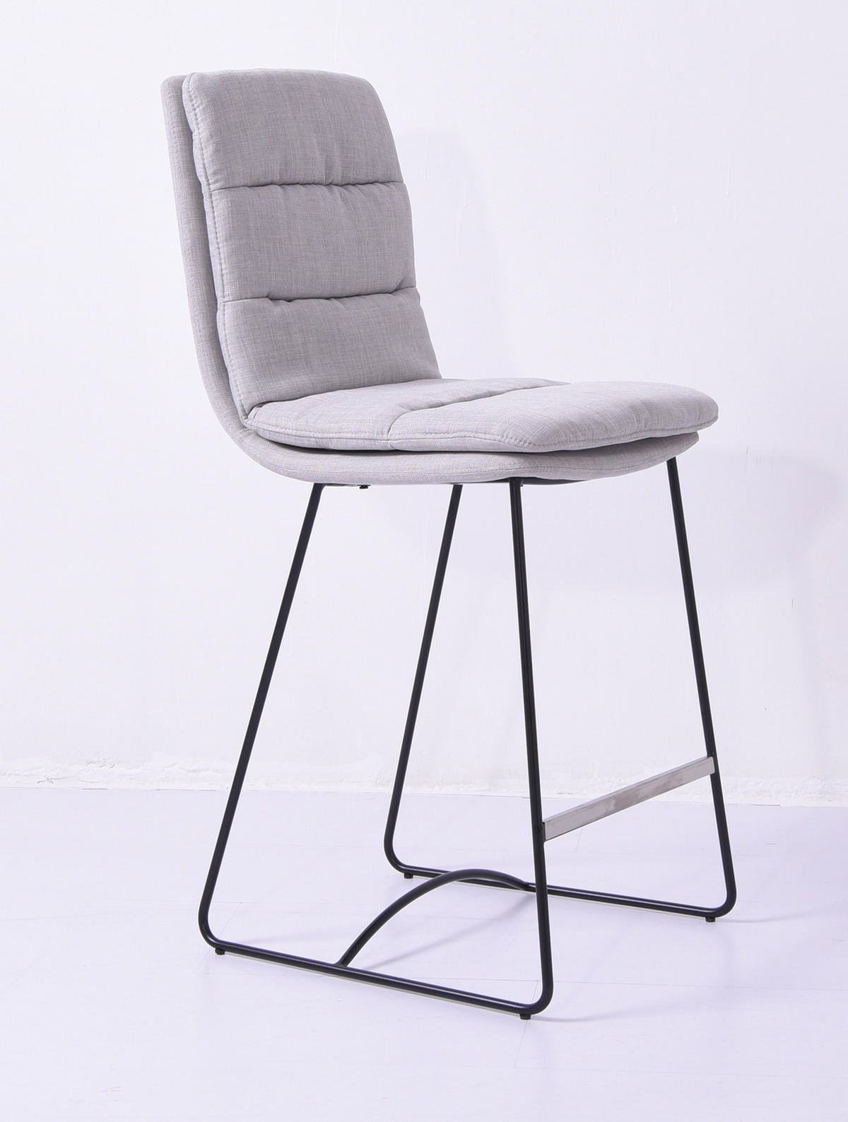 BARHOCKER VINCE Hellgrau Webstoff - Hellgrau, Textil (45/105/58cm) - KAWOLA