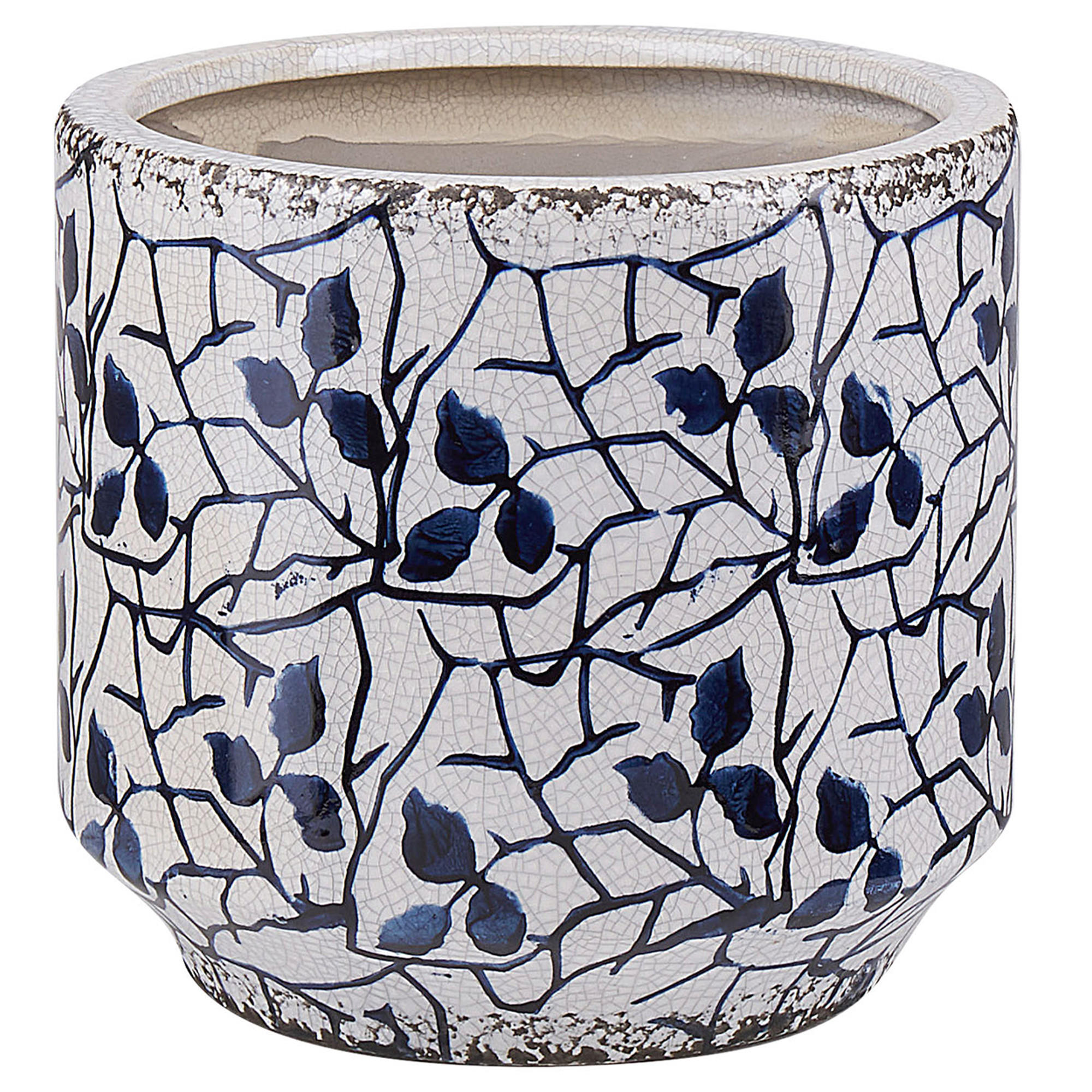 BLUMENVASE Steinzeug weiß Myos - Weiß, Keramik (15cm) - Beliani