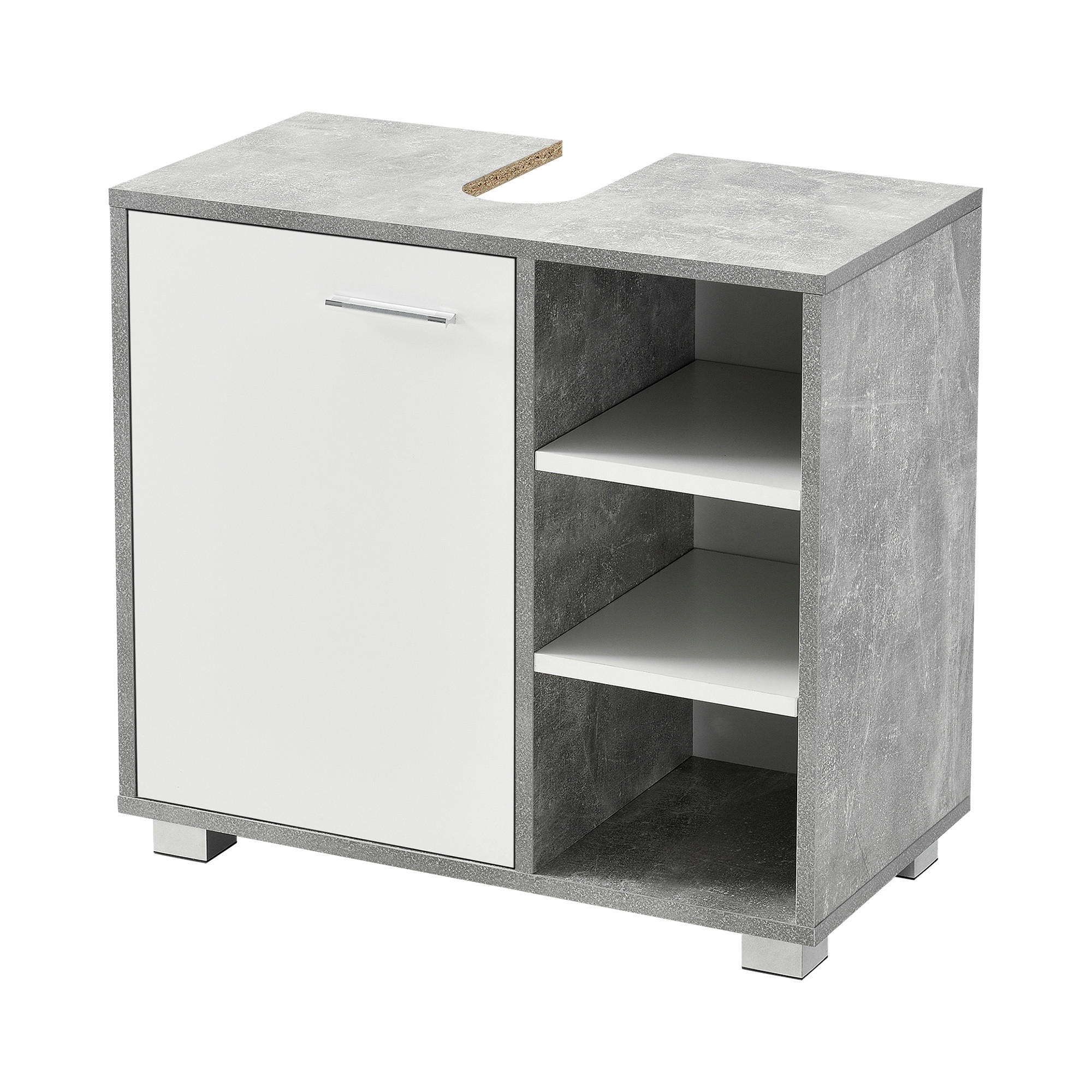 WASCHBECKENUNTERSCHRANK Narvik - Weiß/Grau, Holzwerkstoff (60/55.6/31cm) - [en.casa]