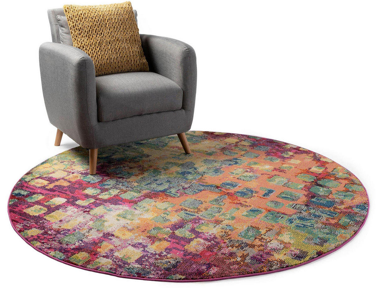 TEPPICH Casa Multicolor ø 120 cm rund - Multicolor, Textil (120/120cm) - benuta Nest