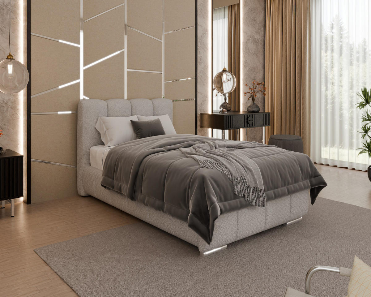 POLSTERBETT Zaira 100x200cm – Elegantes Polsterbett für modernen Wohnstil , ohne matratze, Sandfarben - Sandfarben, Holz (100/200cm) - Homesy