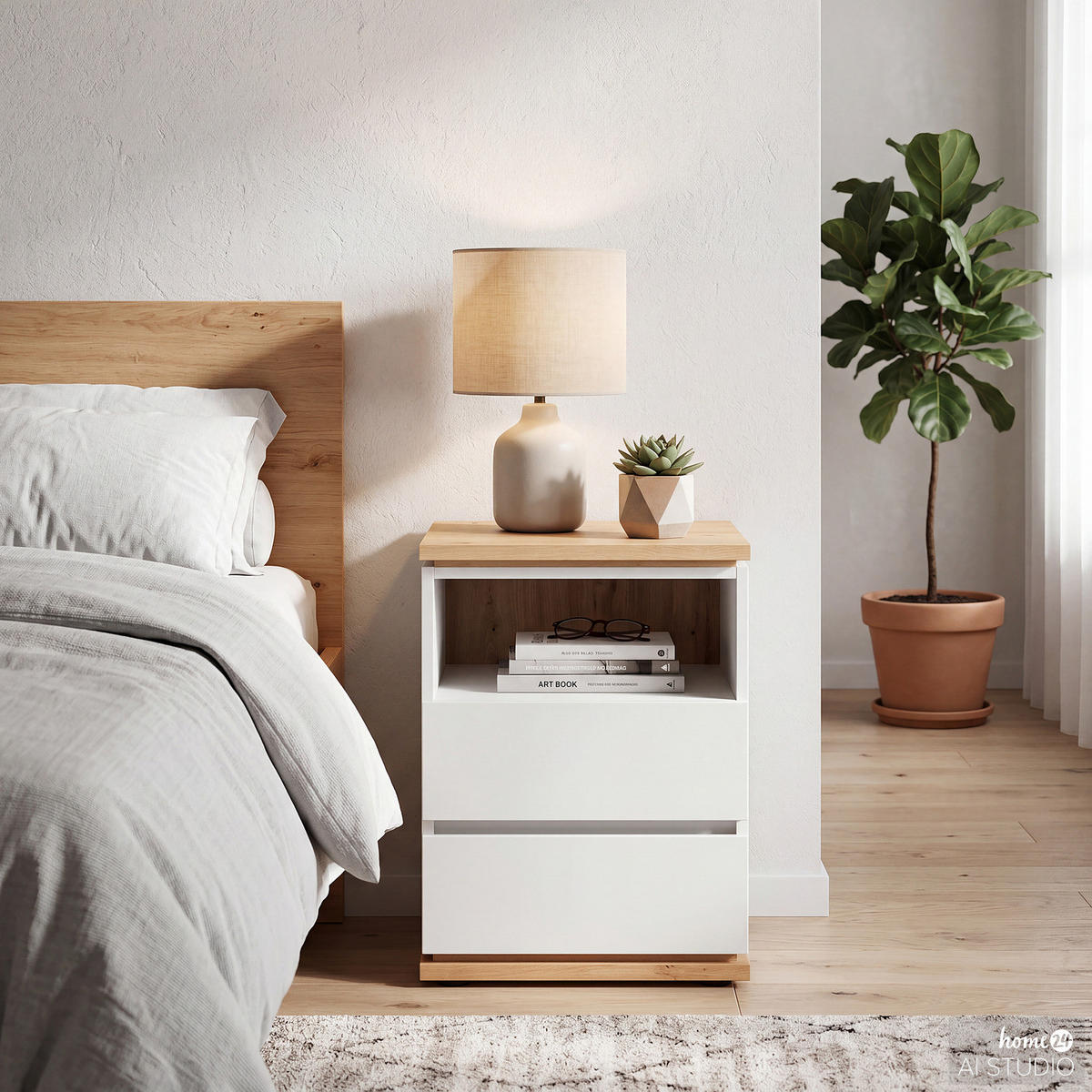 NACHTKOMMODE - Weiß, Holzwerkstoff (45/63/42cm) - home24