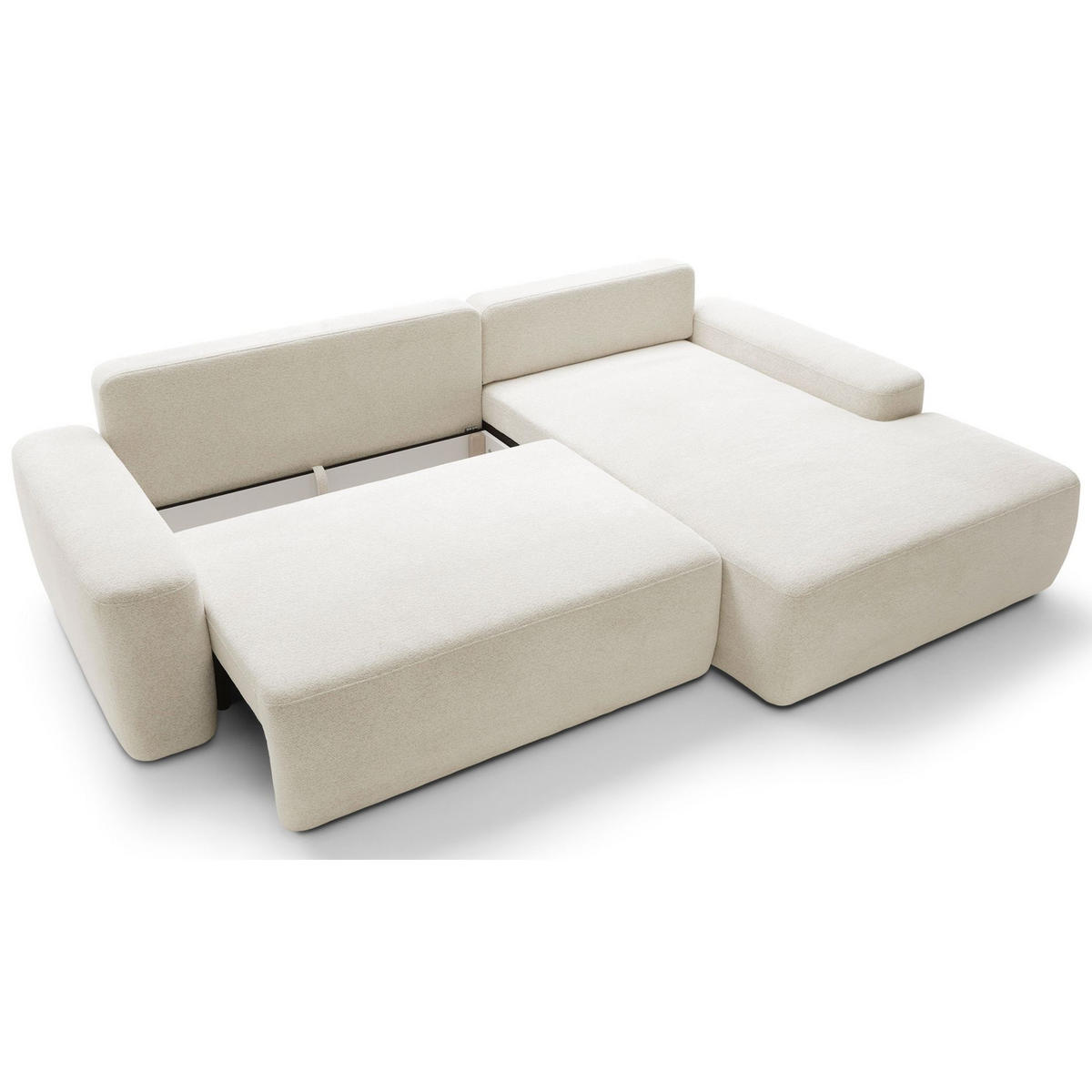ECKSOFA Baleo Creme Chenille-Bezug - Creme/Schwarz, Kunststoff/Textil (264/162cm) - Selsey