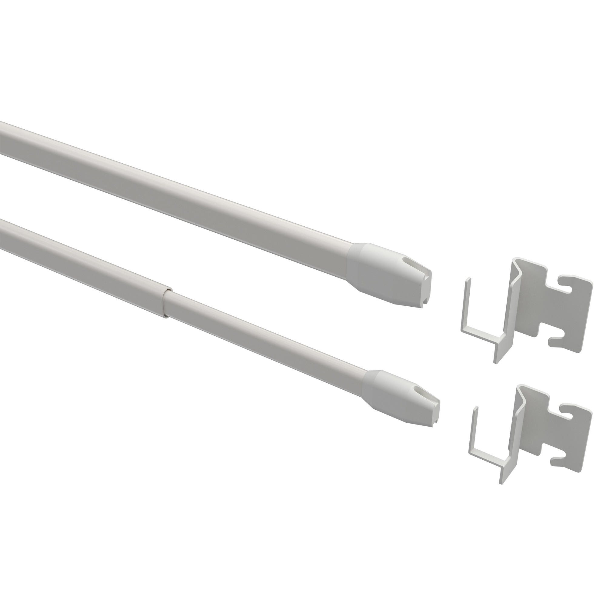 SCHEIBENSTANGEN / VITRAGESTANGEN MIT VITRAGECLIPSEN Geno 100-180 cm, oval, Weiß, Packung 2 Stück - Alufarben, Kunststoff/Metall (3.3/2/180cm) - INTERDECO