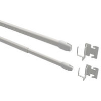 SCHEIBENSTANGEN/VITRAGESTANGEN MIT VITRAGECLIPSEN Geno 100-180 cm, oval, Weiß, Packung 2 Stück - Alufarben, Kunststoff/Metall (3.3/2/180cm) - INTERDECO
