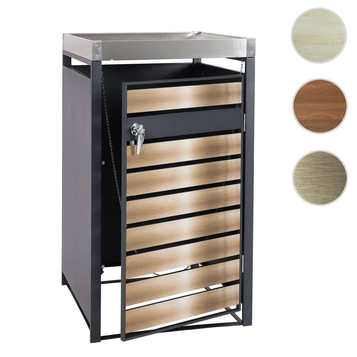 MÜLLTONNENBOX 1er mit Pflanzkasten 125x68x80cm Anthrazit Gold erweiterbar - Goldfarben, Metall (68/125/80cm) - PROREGAL