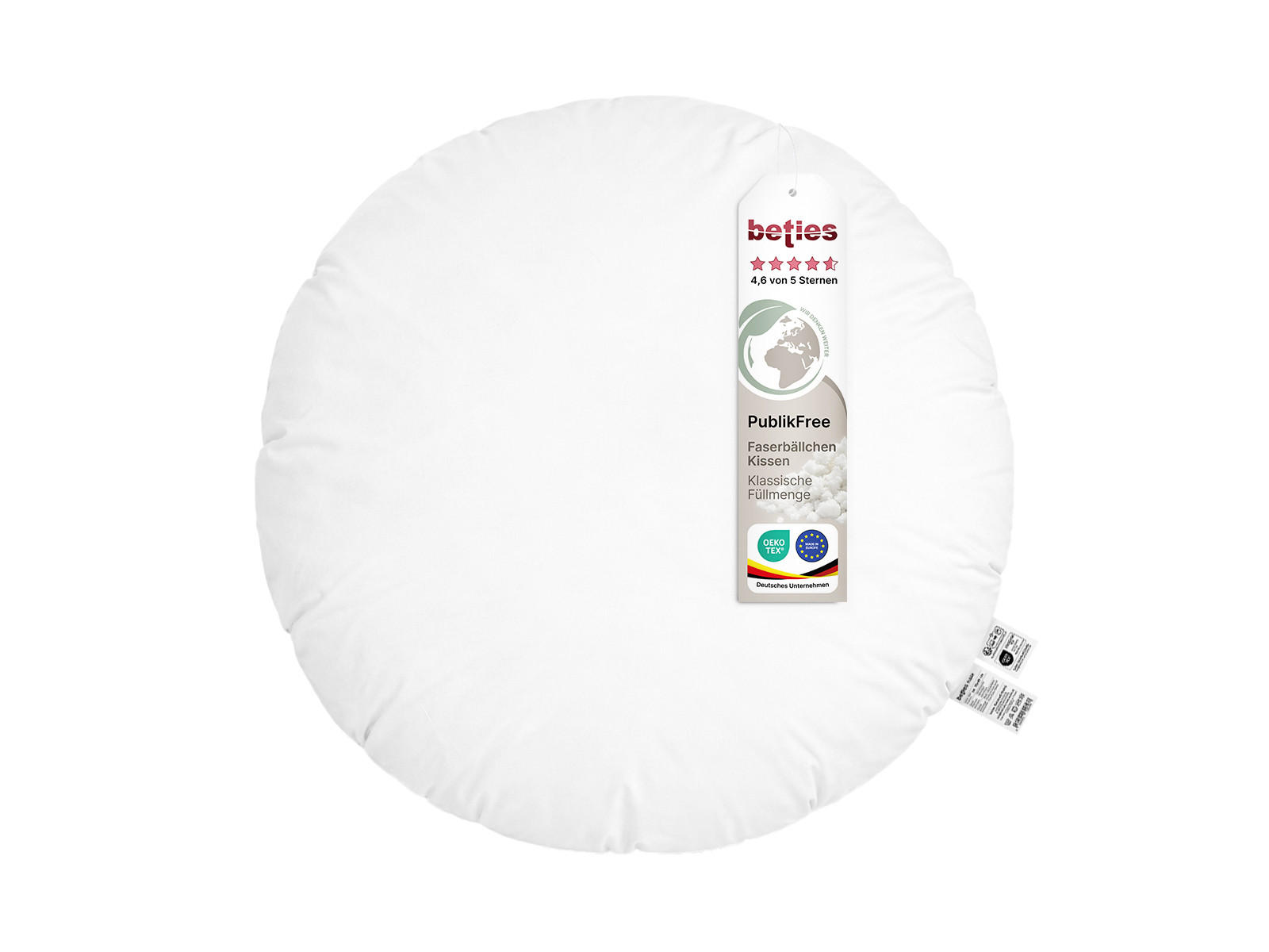 KISSENFÜLLUNG Rund PublikFree Faserbällchen 80 cm Ø - Weiß, Naturmaterialien/Kunststoff (80/80cm) - beties Heimtextil