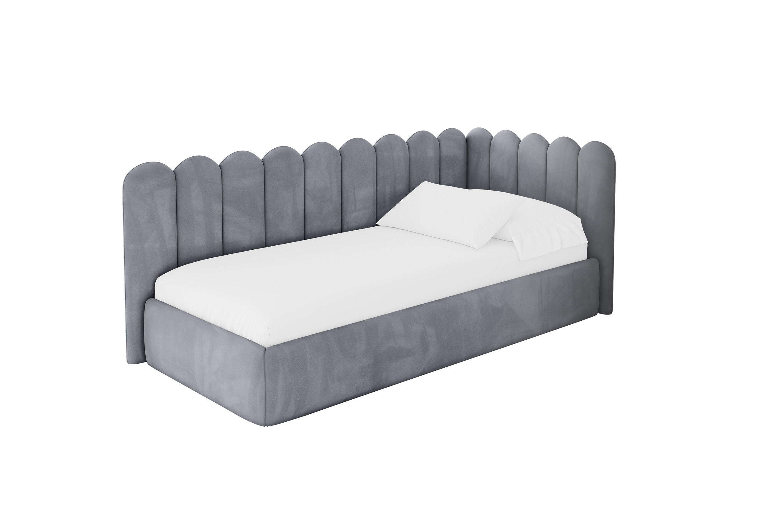 EINZELLBETT Jugendbett mit Bettkasten, Links - ARTY 80x200 Grau - Grau, Holzwerkstoff/Textil (80/200cm) - ALTDECOR