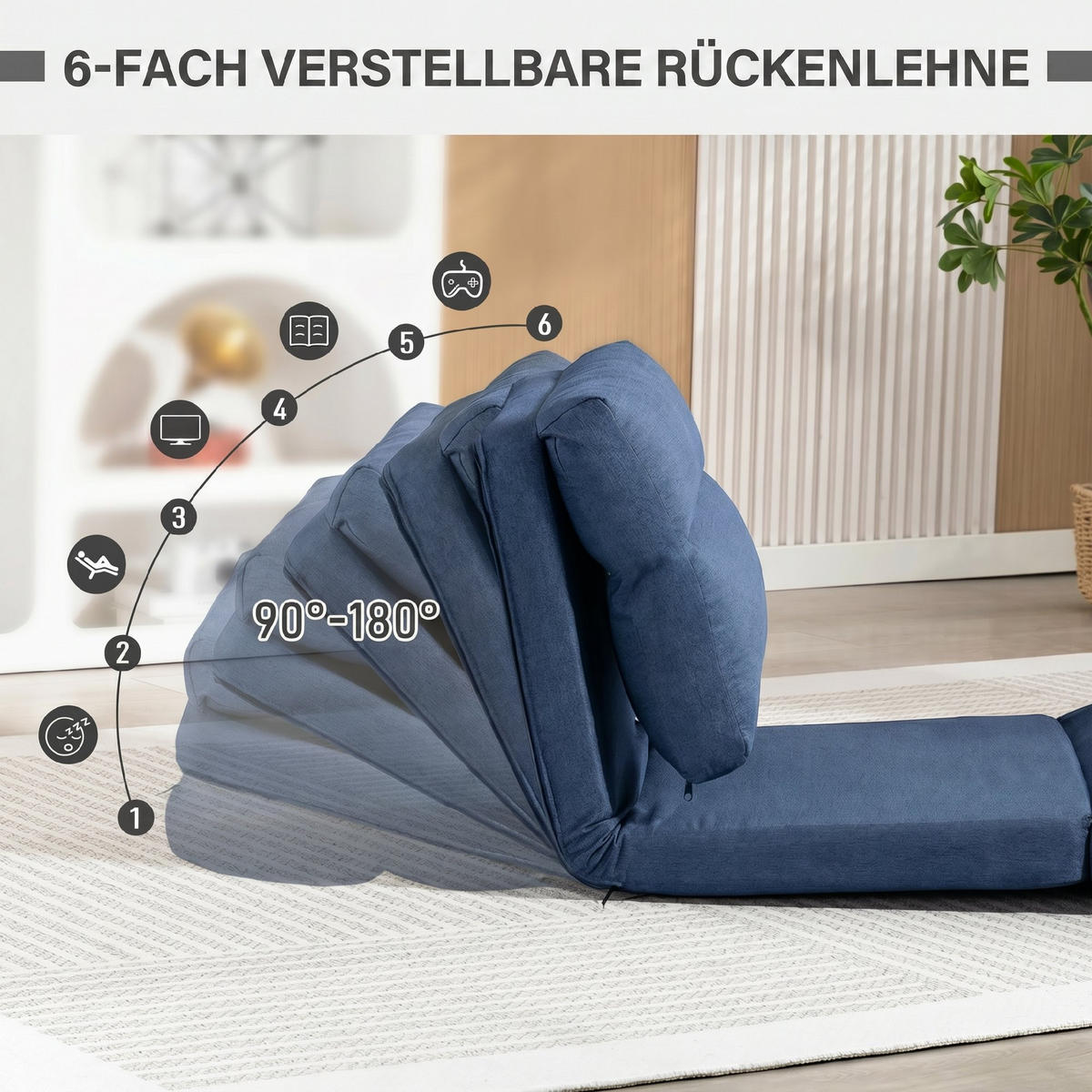 SOFA Blau 203.0/70.0/56.0cm - Blau, Textil (70/56/203cm)
