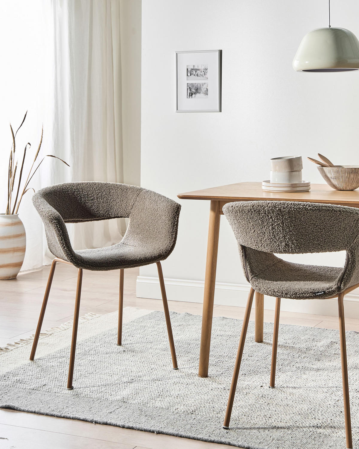 JÍDELNÍ ŽIDLE sada 2 ks Taupe Elma - hnědá/šedohnědá, textil (63/76/50cm) - Beliani