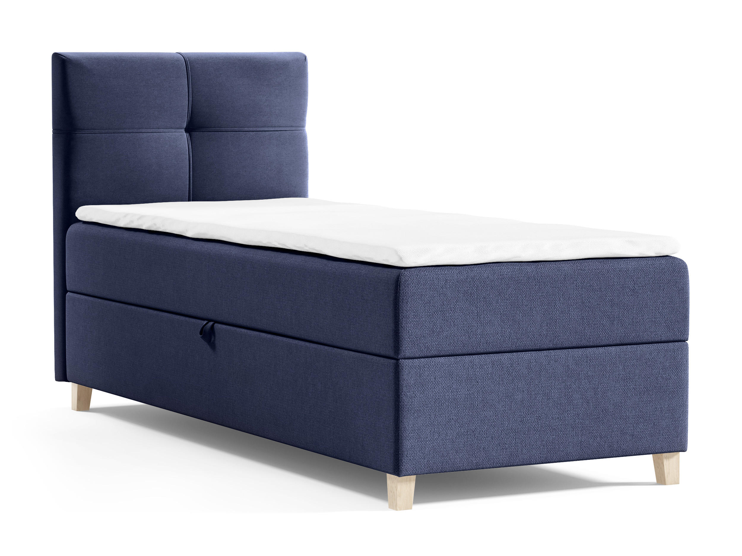 BOXBETT Candy Mini - 90x200 - blau (Soro 76, Chenille) - Blau/Beige, Holz/Holzwerkstoff (90/200cm) - Sofnet