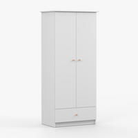 DREHTÜRENSCHRANK 85,5/193/53 cm 2-türig Olaf I Weiß + rosa Griffe - Weiß/Rosa, Holzwerkstoff/Metall (85.5/193/53cm) - imoebel24
