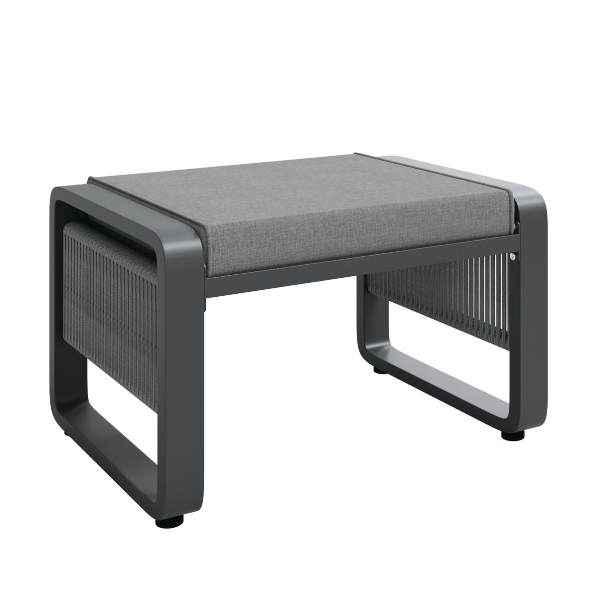GARTENLOUNGE-SET 185/185/66,5 cm mit verstellbaren Füßen, Seilgeflecht und Polstern, Grau - Grau, Metall - Redom