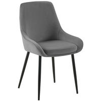 STUHL Samt Dunkelgrau - Dunkelgrau/Schwarz, Textil (50/86/53cm) - CLP