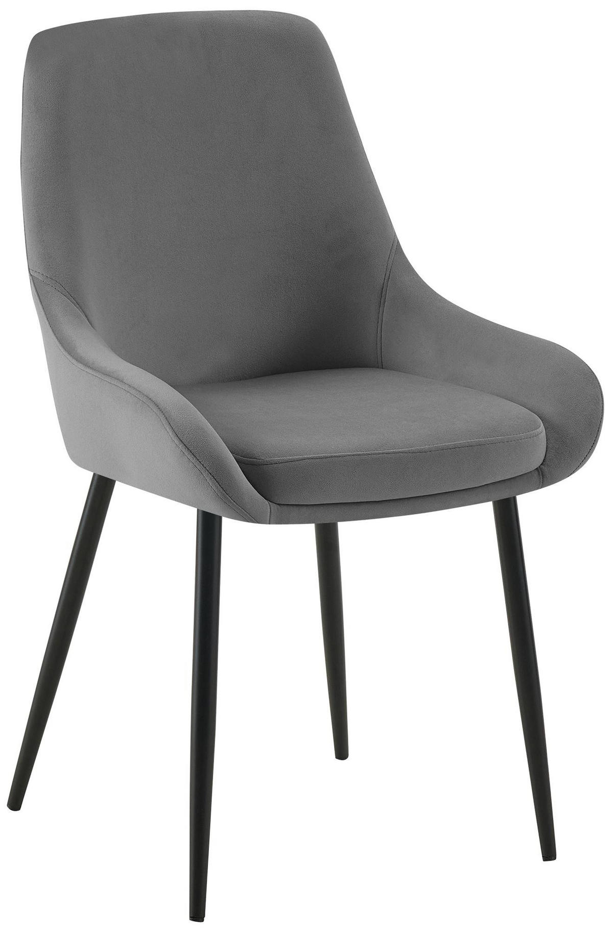 STUHL Samt Dunkelgrau - Dunkelgrau/Schwarz, Textil (50/86/53cm) - CLP