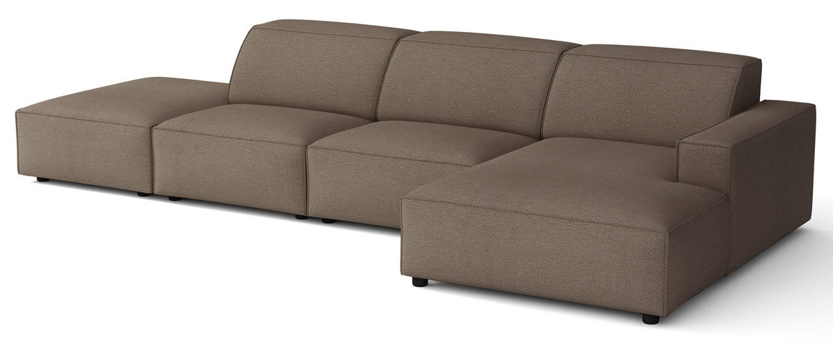 ROHOVÁ pohovka Sellmo, 344 cm - svetlohnedá/čierna, textil/plast (166/350cm) - Selsey