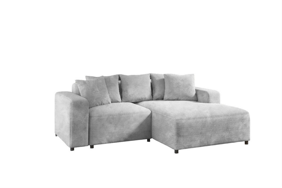 ECKSOFA Megan Xs In Stoff Poso - Hellgrau, Holzwerkstoff/Textil (240/165cm) - Fun Möbel