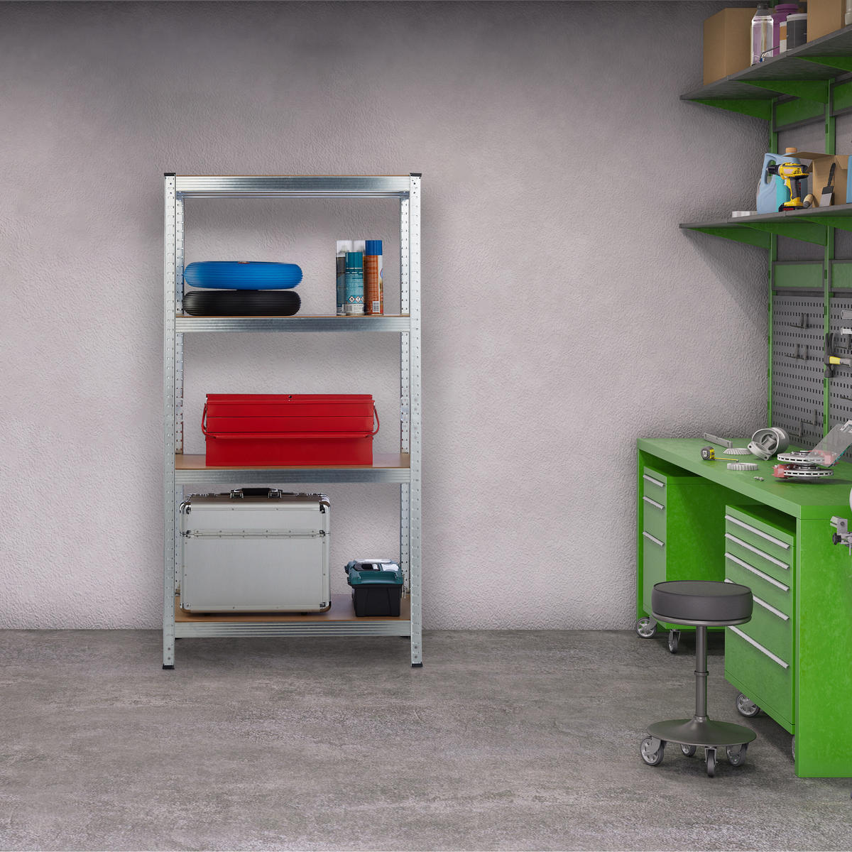 SCHWERLASTREGAL - Multicolor, Holzwerkstoff/Kunststoff (80/157/40cm) - Relaxdays