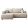 ECKSCHLAFSOFA Ovo Mini Creme Easy-Clean-Samtbezug - Creme/Schwarz, Kunststoff/Textil (238/156cm) - Selsey
