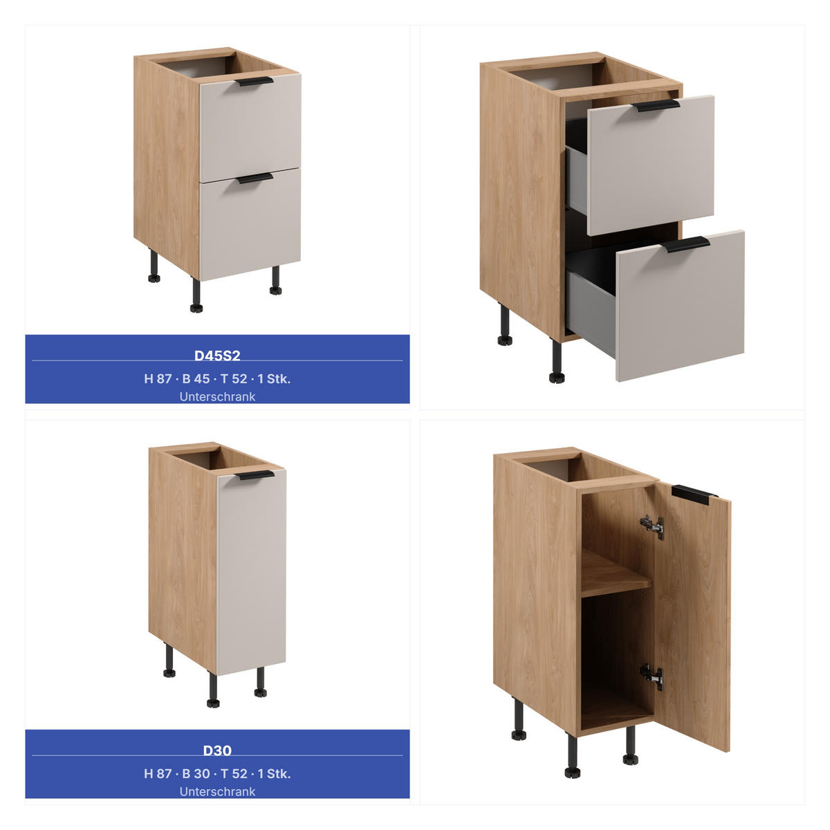 KÜCHENZEILE 515 cm - Sorento KS6-M515 - in Beige / Sonoma Eiche - Beige/Schwarz, Holz/Metall (515/247/58cm)