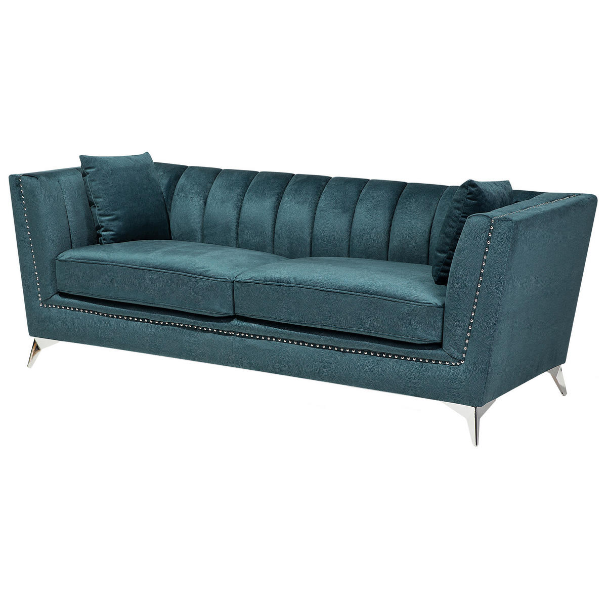 SOFA-SET 5-sitzer Samtstoff Blau Gaula - Blau, Textil (211/77/80cm) - Beliani