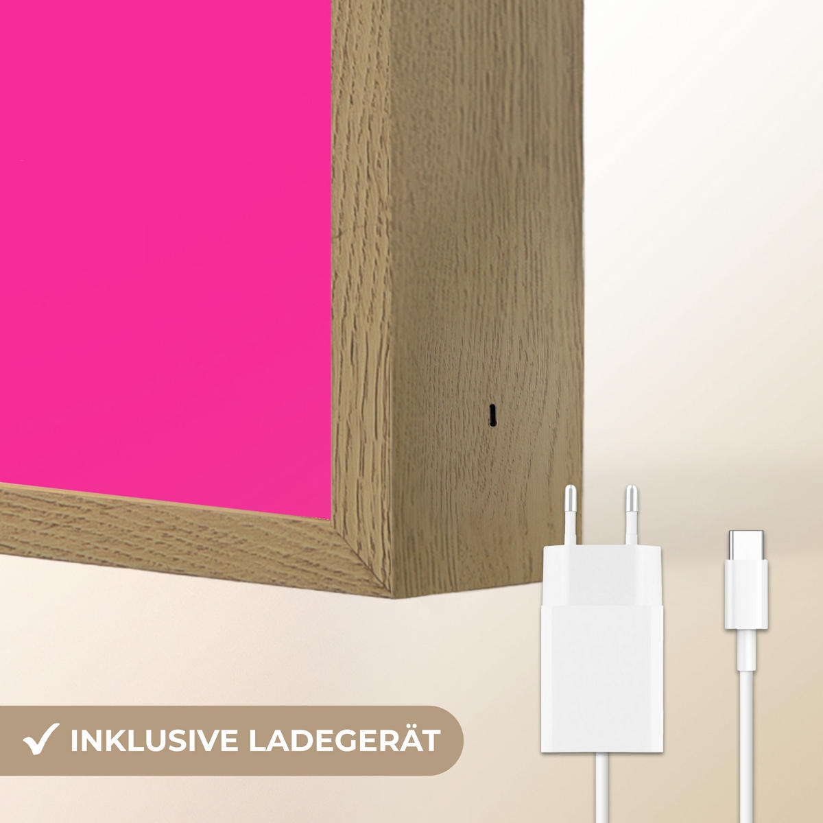NÁSTĚNNÁ LAMPA S AKUMULÁTOREM Citace - Retro - Pink 70x100 cm - růžová, kompozitní dřevo (70/100/8cm) - OnlyWow