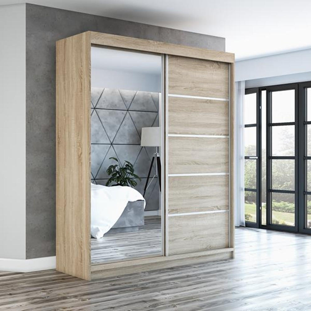 SCHWEBETÜRENSCHRANK 180 CM PIK Farbe: Sonoma - Braun, Holzwerkstoff (180/215/59.5cm) - A&J MöbelLand