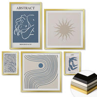 WANDBILDER 5er Set - 50x50 cm & 20x30 cm & 40x60 cm Goldrahmen - Matisses stilvolle abstrakte Muster - Goldfarben, Kunststoff (40/60cm) - ArtPrintCave